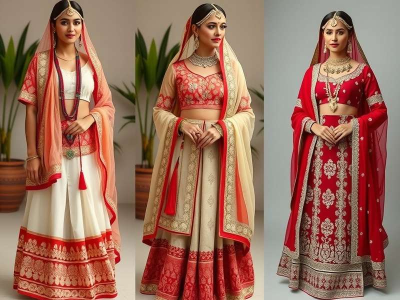 Elaborate Rajasthani bridal wear with heavy embroidery and jewelry